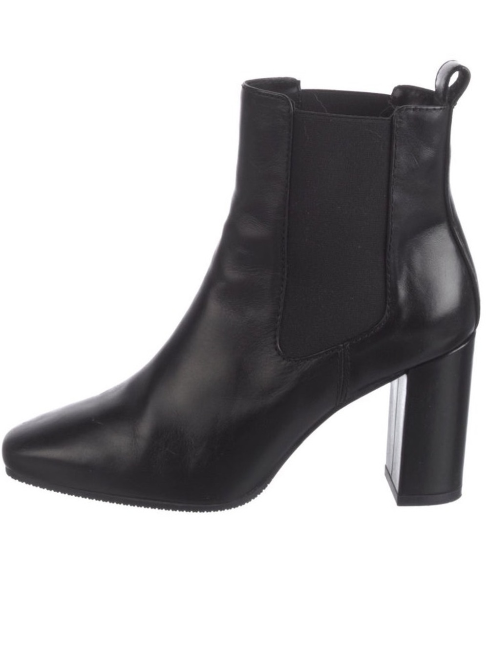 STUART WEITZMAN Black Leather Chelsea Block Heel Ankle Boots